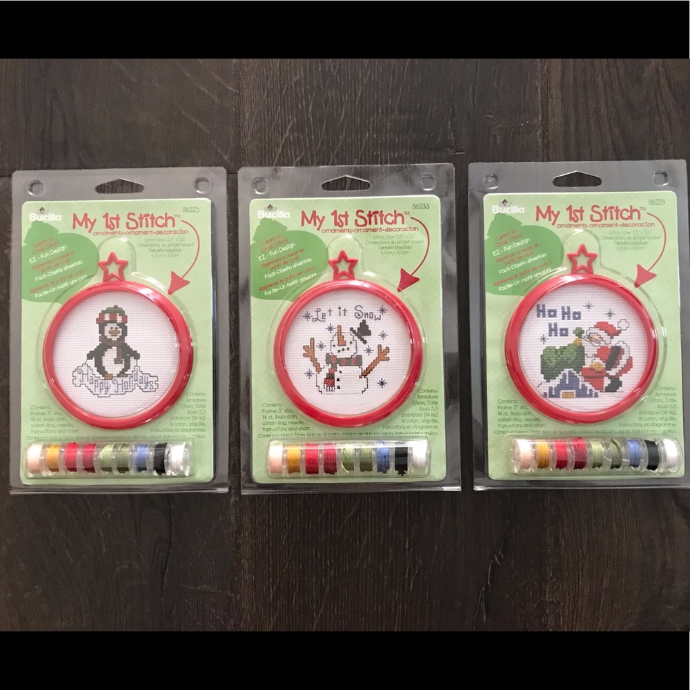 My first stitch ornaments